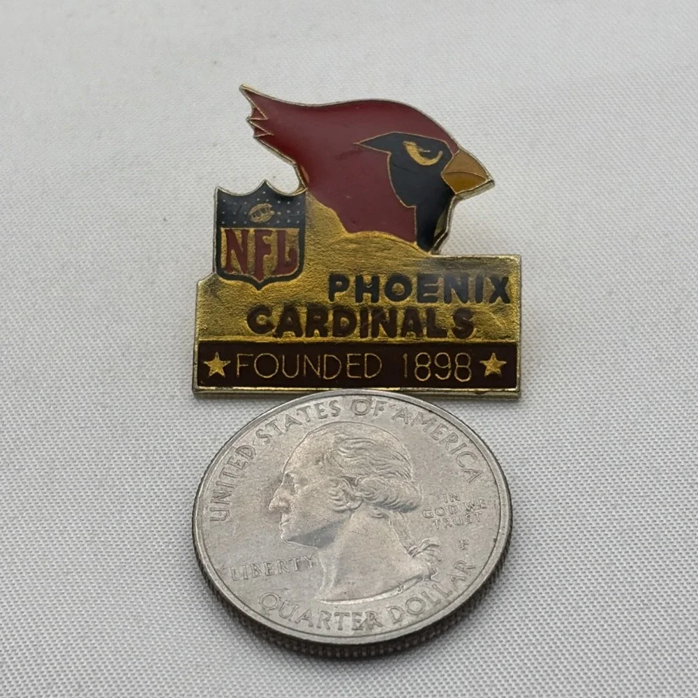 Vintage NFL Phoenix Cardinals Mascot Logo Football Founded 1898 Hat Pin